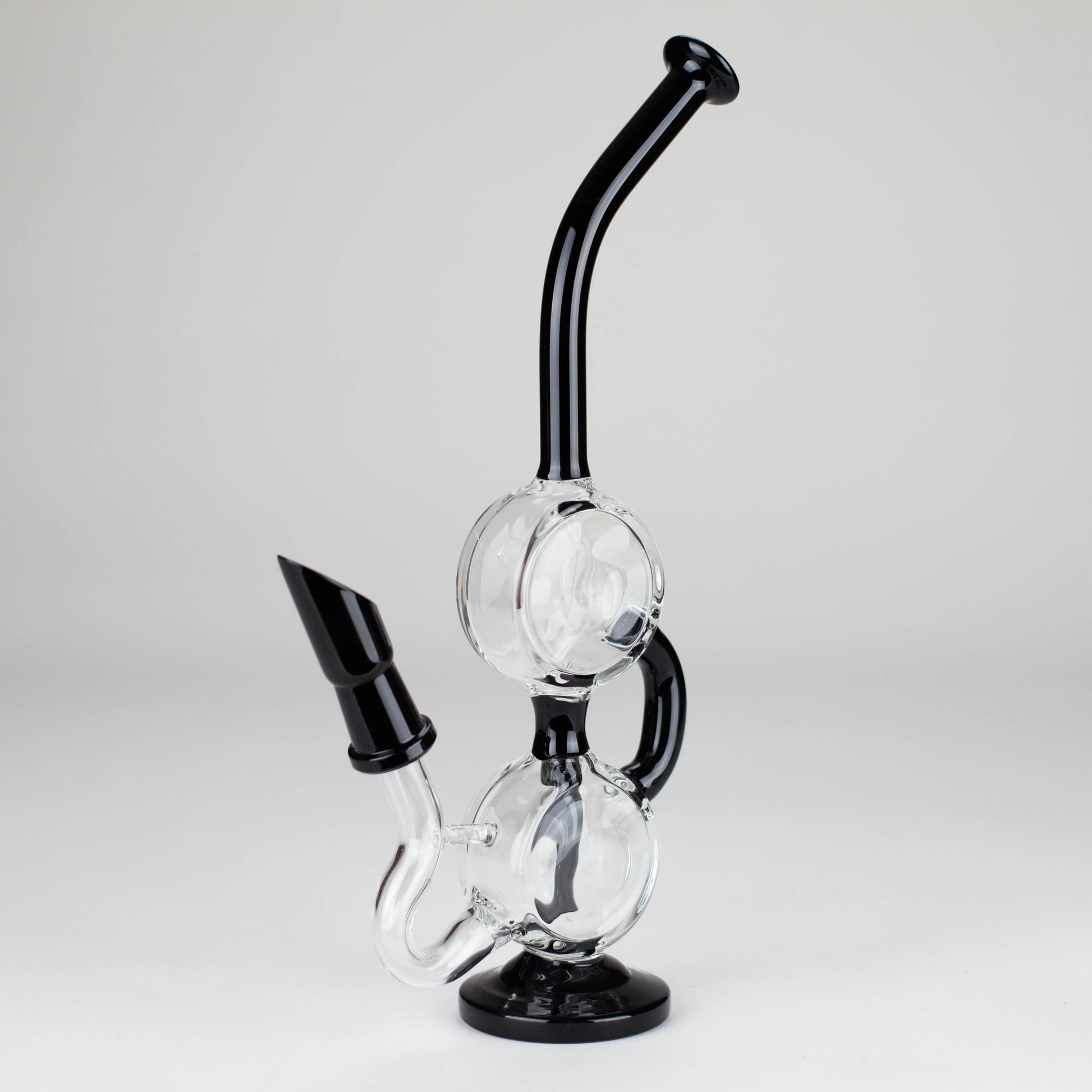 10" Dab Rig Recycler M14 - Black and Clear_0