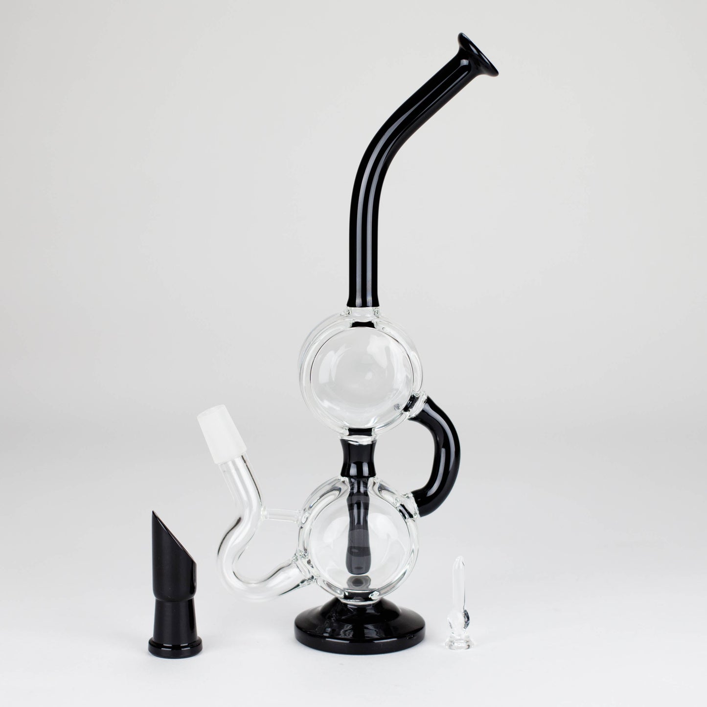 10" Dab Rig Recycler M14 - Black and Clear_7