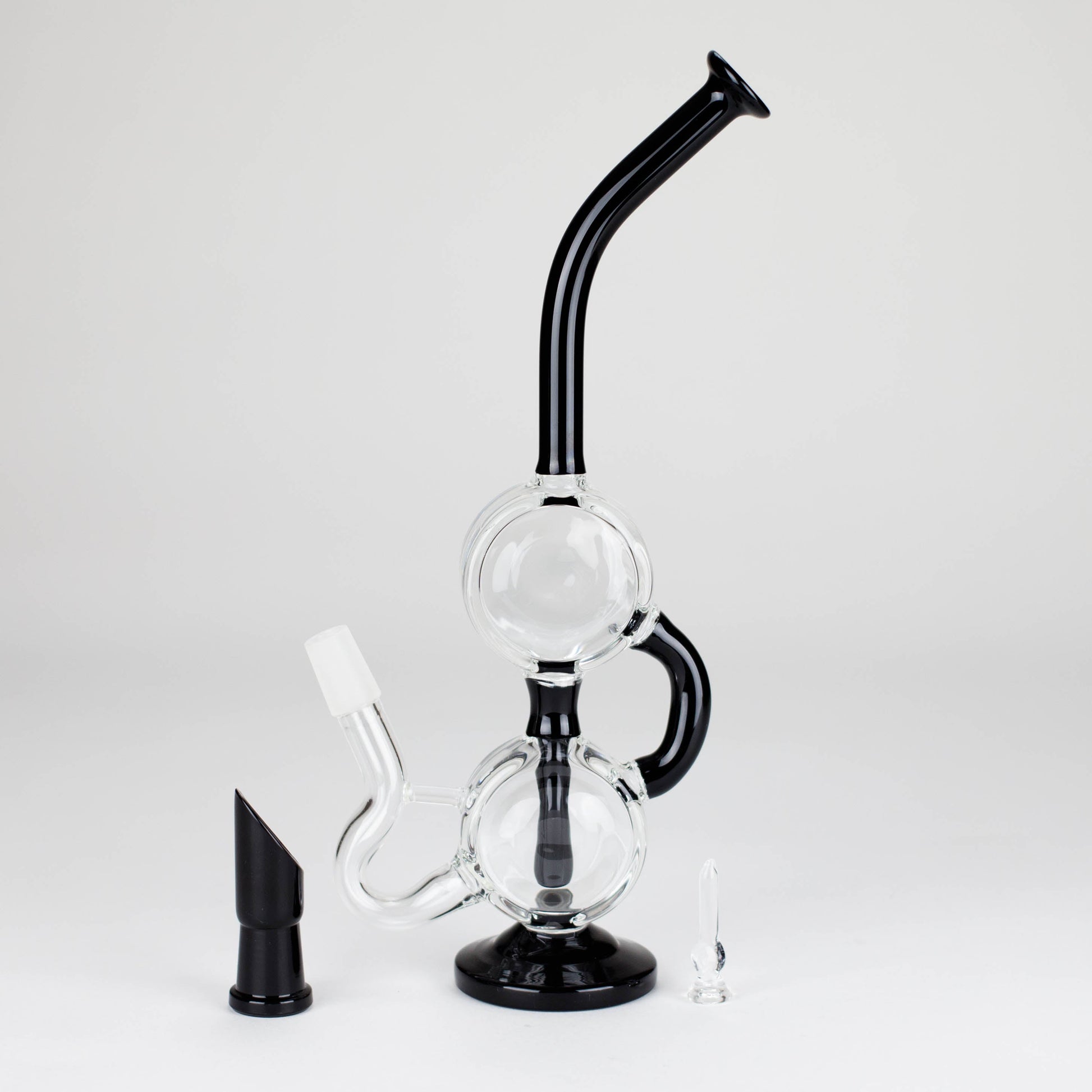 10" Dab Rig Recycler M14 - Black and Clear_7