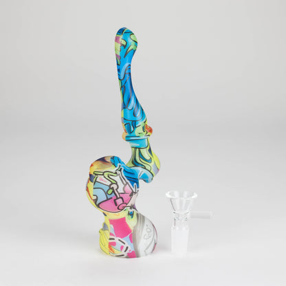 7" Single chamber graphic silicone bubbler-Assorted_4