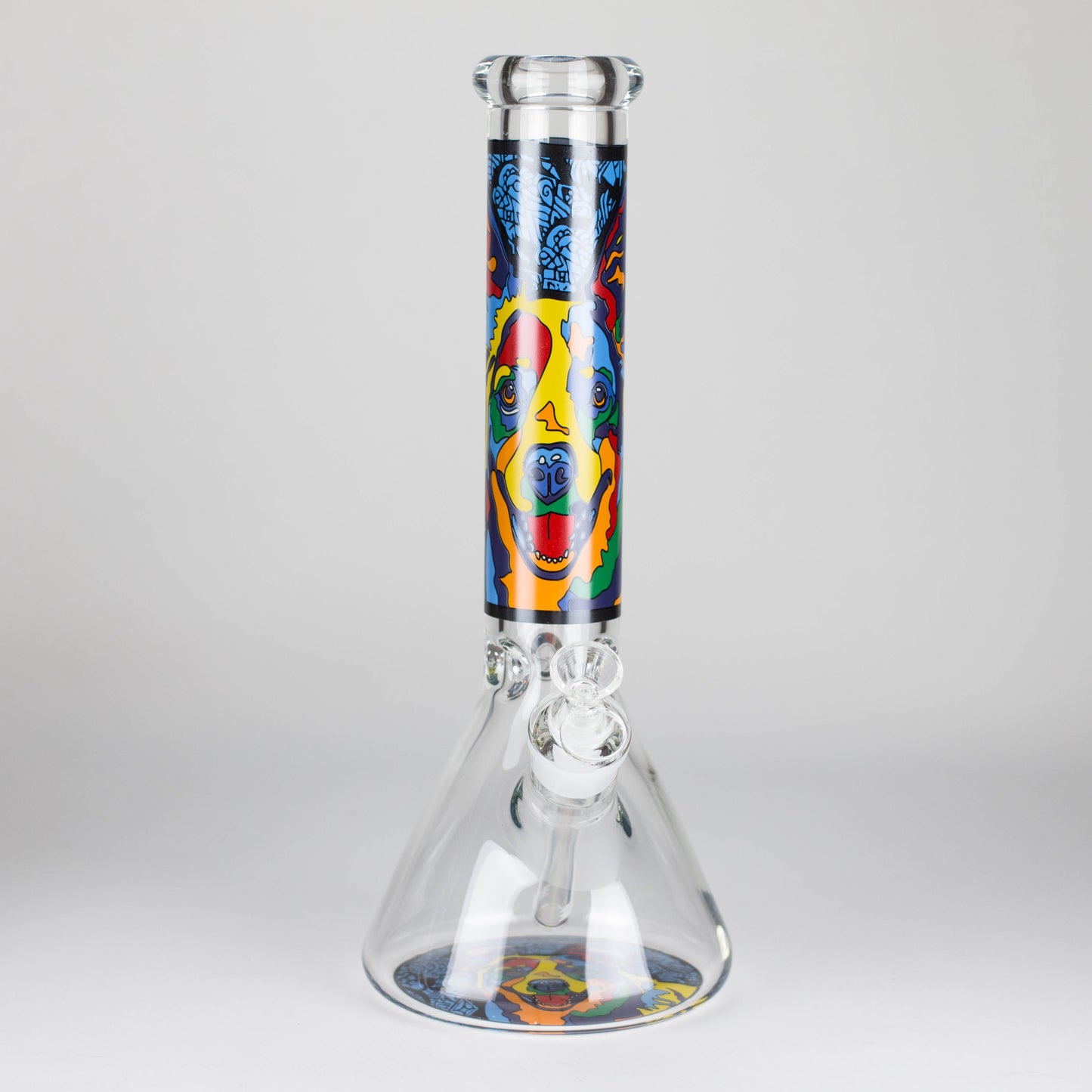 14" 7 mm Glass Bong With Dog Design