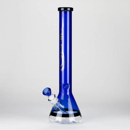Genie | 18" 7 mm color-tube and clear-bottom beaker water bong [GE3110]