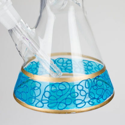 12" Printed beaker glass water bong-Assorted