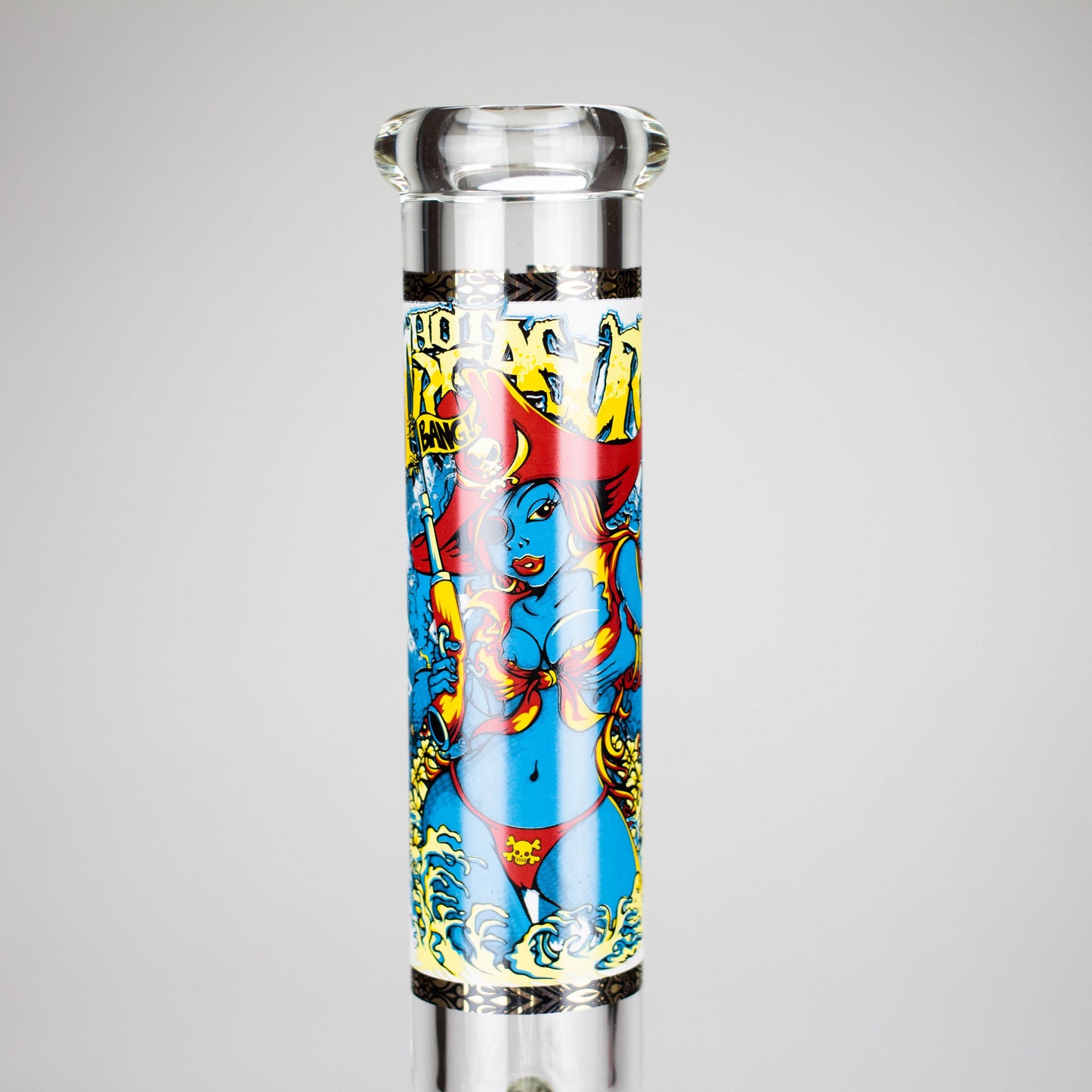 14" 7 mm Glass Bong With Pirate Design