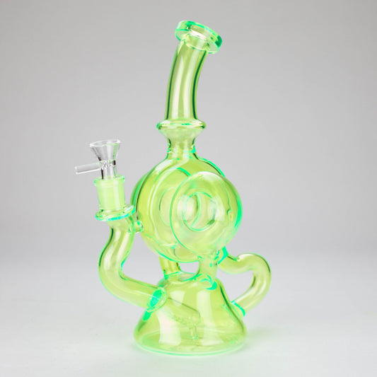 11″ Slim Green Recycler Glass Bong [C8033]