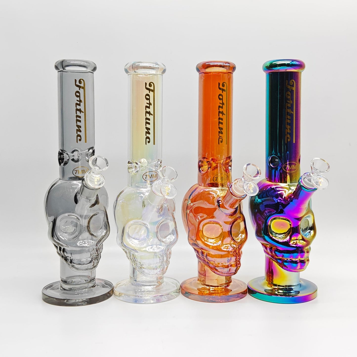 Fortune | Electroplated Skull 14" 7mm Glass Bong [SK144407E-A]