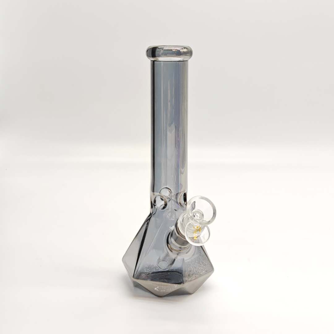 10" 4mm Electroplated Hexagon Base Glass Bong-Assorted Color