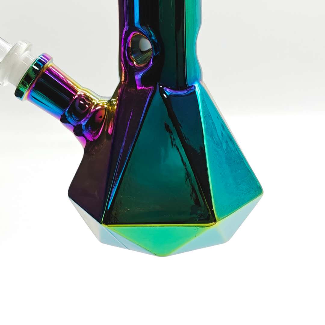 10" 4mm Electroplated Hexagon Base Glass Bong-Assorted Color