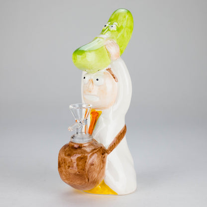 8″ Pickle Adventure Design Ceramic Bong – Whimsical Vintage Style  [ES081WP]