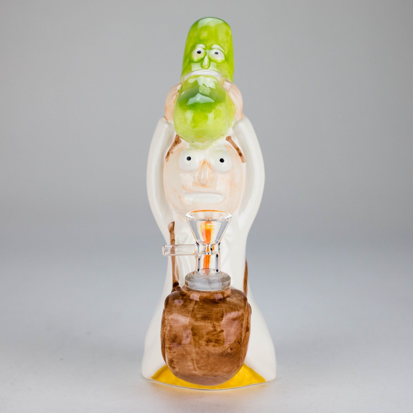 8″ Pickle Adventure Design Ceramic Bong – Whimsical Vintage Style  [ES081WP]