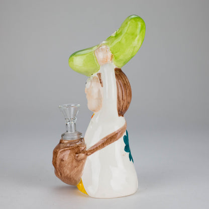 8″ Pickle Adventure Design Ceramic Bong – Whimsical Vintage Style  [ES081WP]