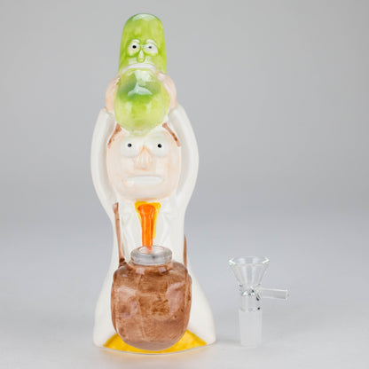 8″ Pickle Adventure Design Ceramic Bong – Whimsical Vintage Style  [ES081WP]