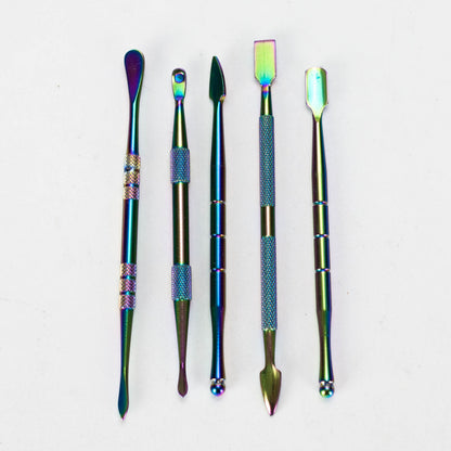 6 Pcs 440 Stainless Steel Dabber Tool Set with silicone jar-Rainbow [SMKE-103]