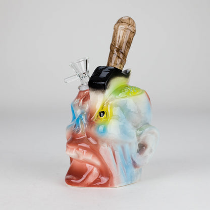 8" Vintage Dead Face Ceramic Bong – Horror-Inspired Smoking Art [ES094WP]