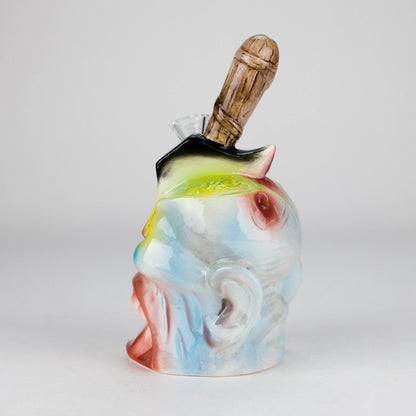 8" Vintage Dead Face Ceramic Bong – Horror-Inspired Smoking Art [ES094WP]