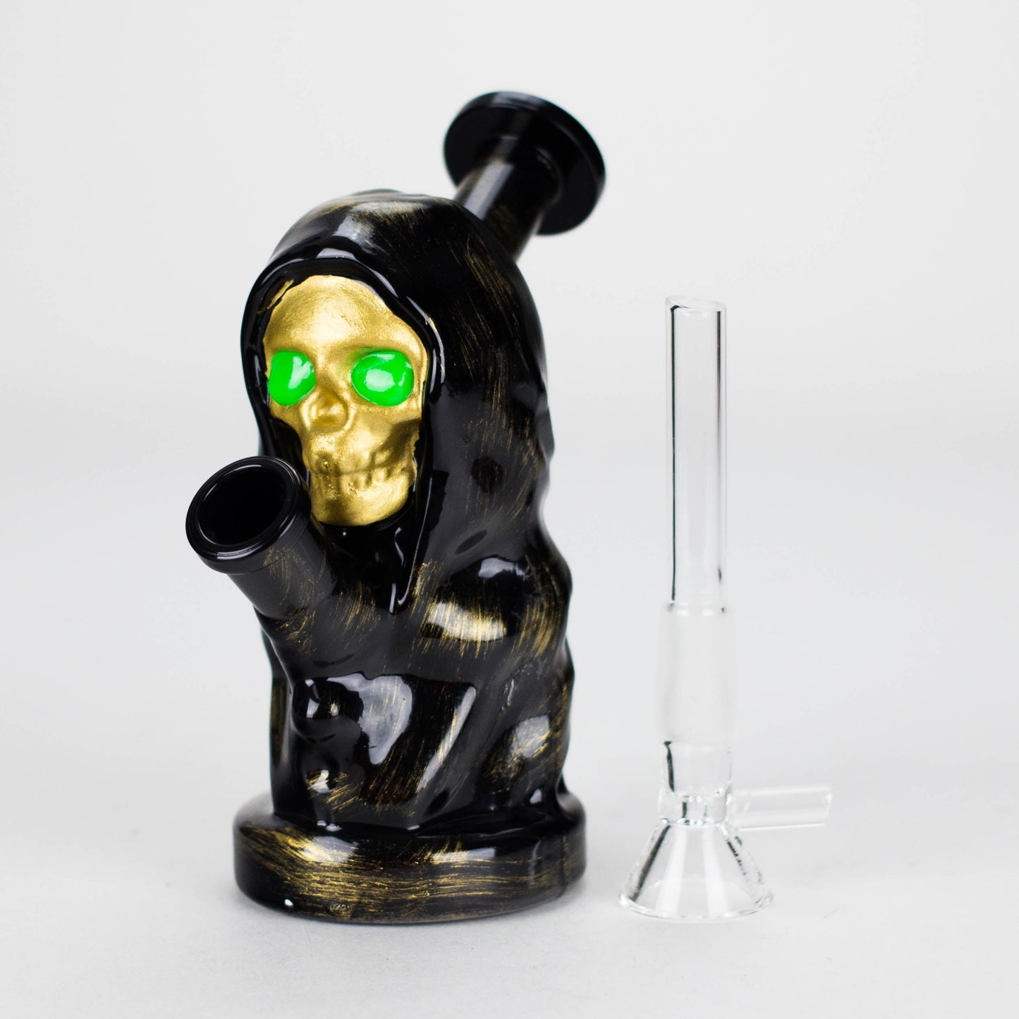 6″ Black Skull Soft Glass Bong [XY008]