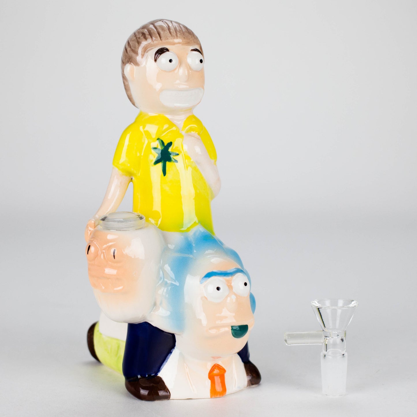 8″ Cartoon Duo Adventure Ceramic Bong – Whimsical Vintage Collection  [ES082WP]