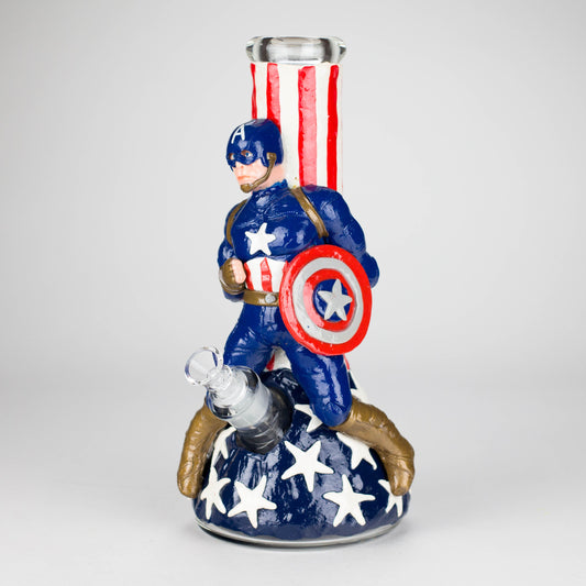 12" Captain Star Glass Bong – 9mm Thick Superhero-Themed Glass