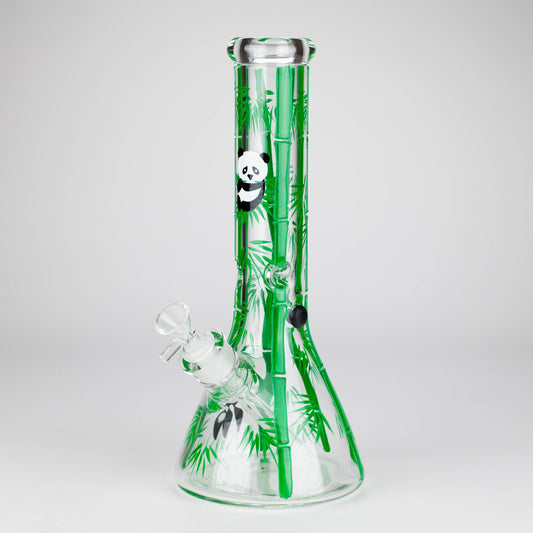 12" Panda & Bamboo Beaker Glass Bong – 7mm Thick with Ice Pinch