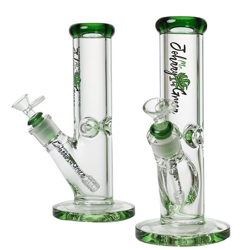 Johnny Green | 10″ 9mm Straight Tube with Grid Percolator Slide – Green (MJG-011)