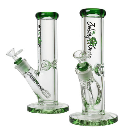 Johnny Green | 10″ 9mm Straight Tube with Grid Percolator Slide – Green (MJG-011)