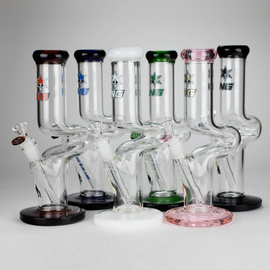 NG | 12" Zong Straight Bong – Colored Base & Slitted Downstem [G1103]