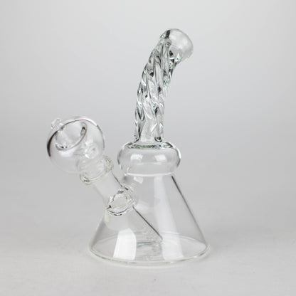 6" Twist Neck Glass Bong with Water Diffuser | 14mm Bowl Joint | Stemless Design