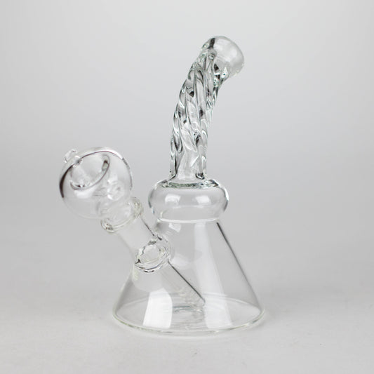 6" Twist Neck Glass Bong with Water Diffuser | 14mm Bowl Joint | Stemless Design