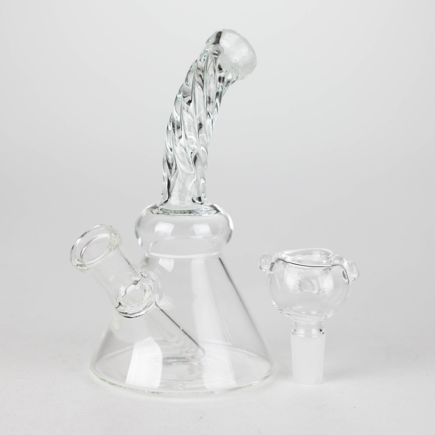 6" Twist Neck Glass Bong with Water Diffuser | 14mm Bowl Joint | Stemless Design