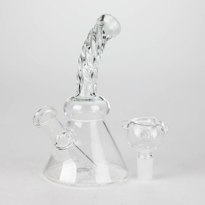 6" Twist Neck Glass Bong with Water Diffuser | 14mm Bowl Joint | Stemless Design