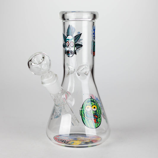 8" R&M Cartoon Beaker Glass Bong | 14mm Bowl Joint