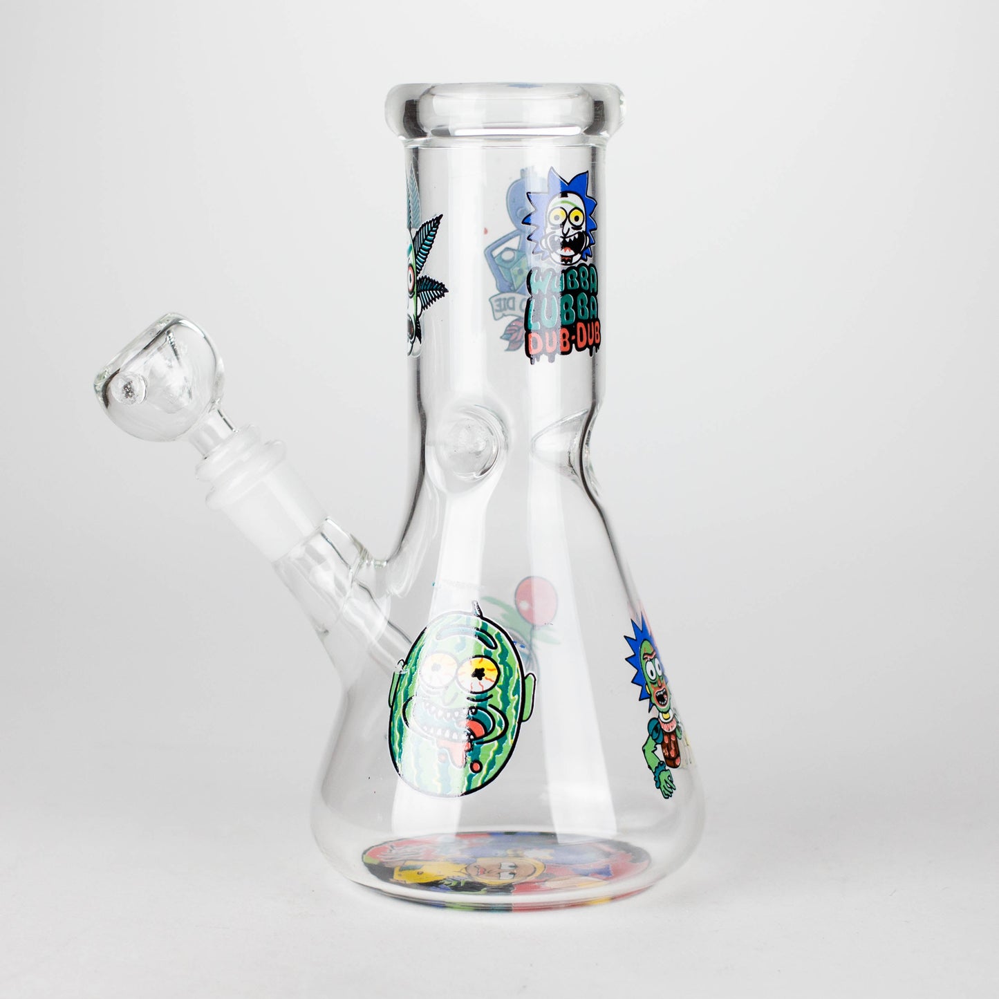 8" R&M Cartoon Beaker Glass Bong | 14mm Bowl Joint