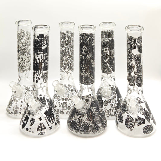 14" Glow in the dark 5mm Beaker Glass Bong