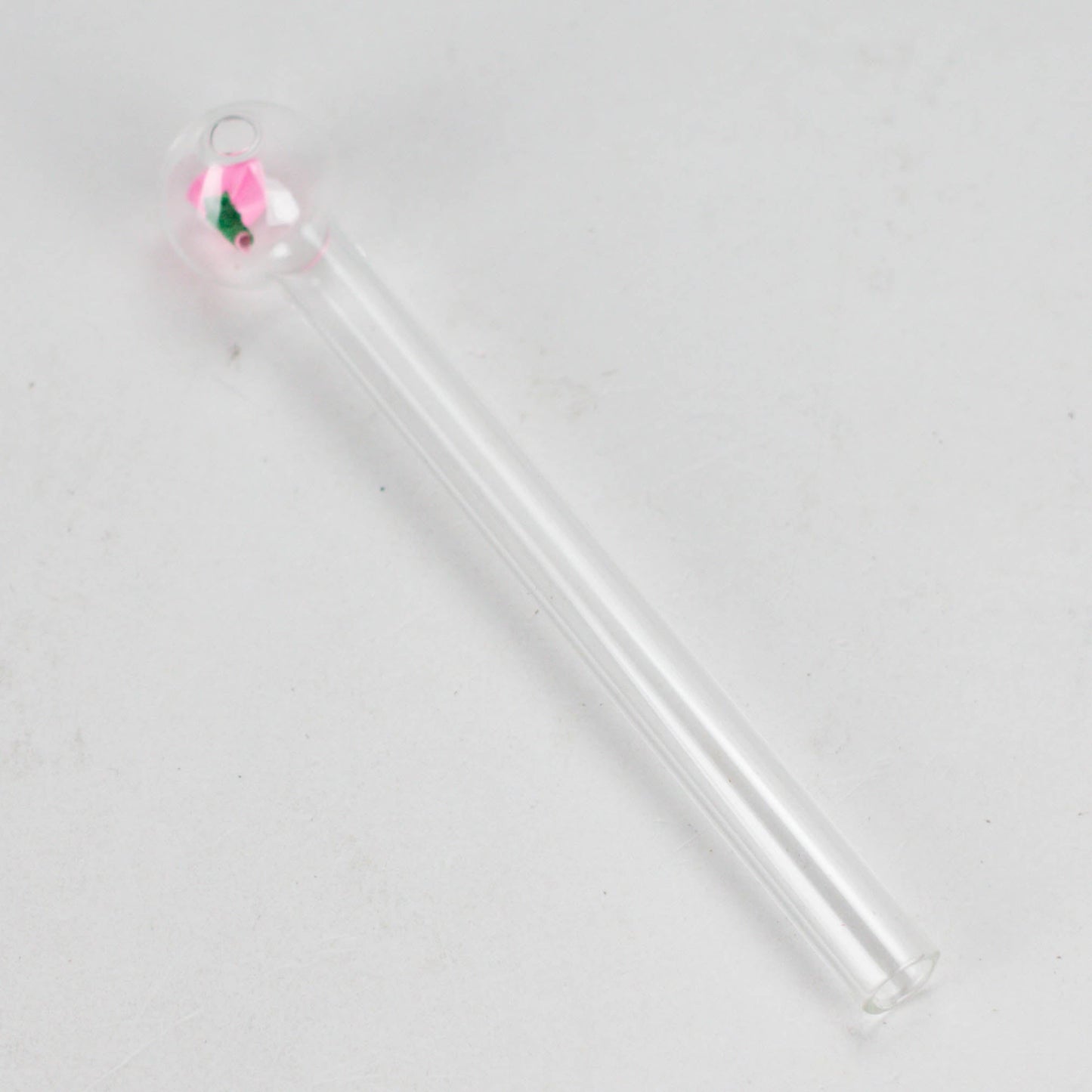 6" Clear Rose Oil Burner Pipe – Durable Glass – 8 Pack