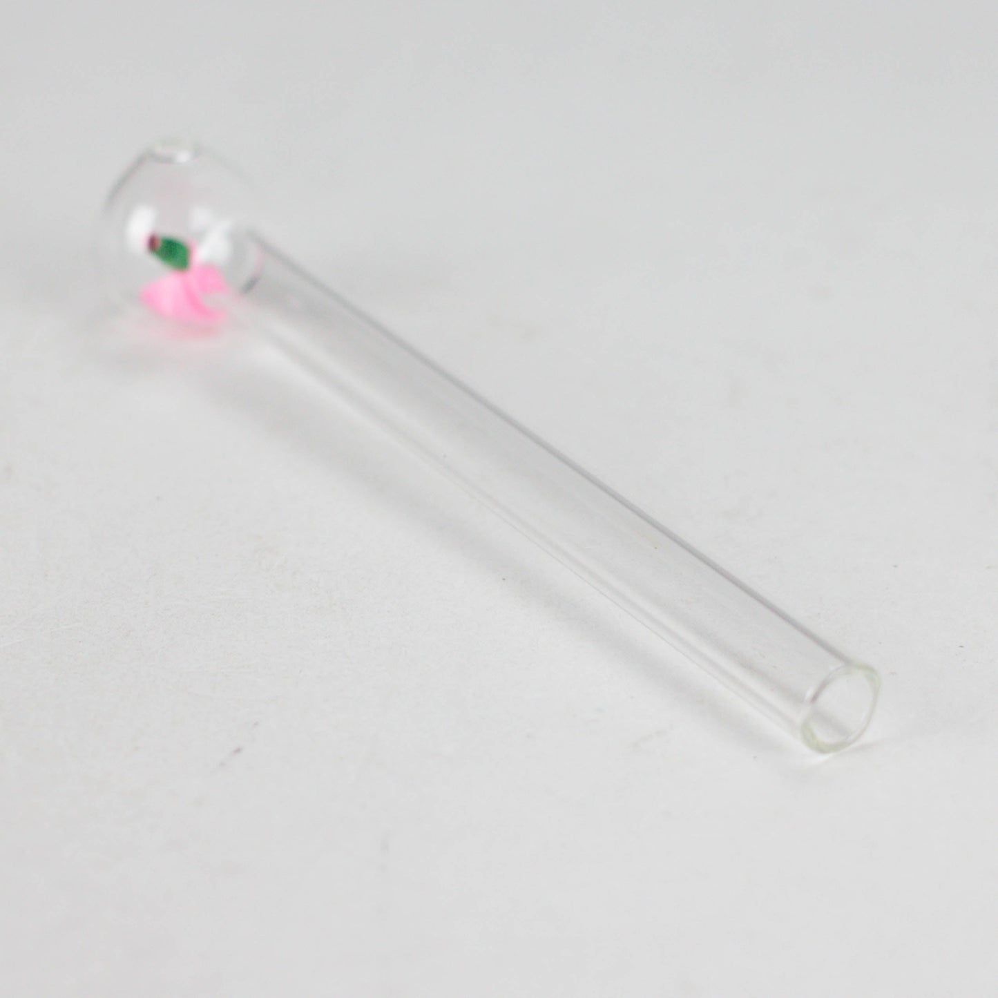 6" Clear Rose Oil Burner Pipe – Durable Glass – 8 Pack