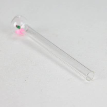 6" Clear Rose Oil Burner Pipe – Durable Glass – 8 Pack