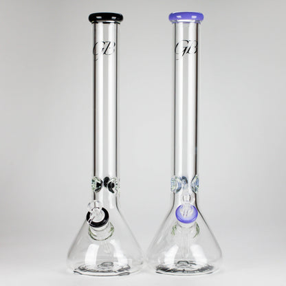 GB | 17" Tall Color Accented Beaker Bong – Slim Straight Tube with Downstem and Bowl