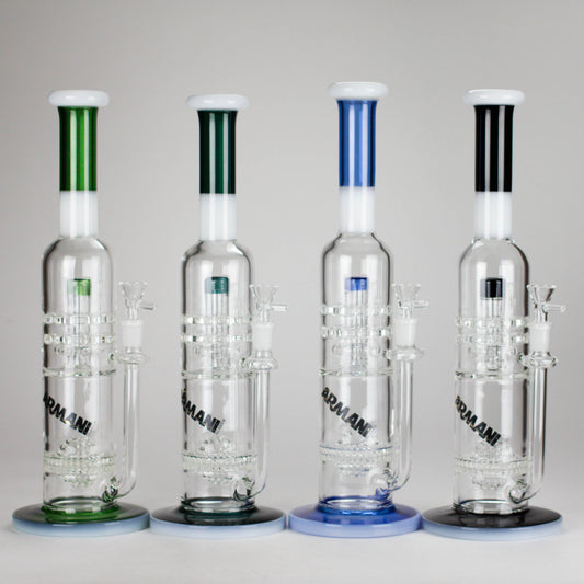 Armani Glass | 16" Double Percolator Bong – Premium Dual-Chamber Water Pipe