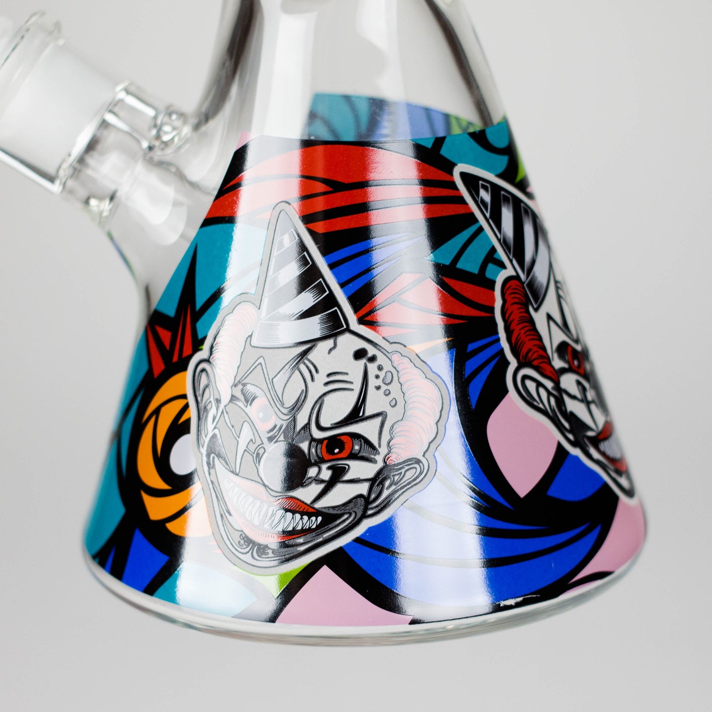 13.5" PsyClown Glass Bong – 7mm Thick Glass, Bold Psychedelic Clown Design