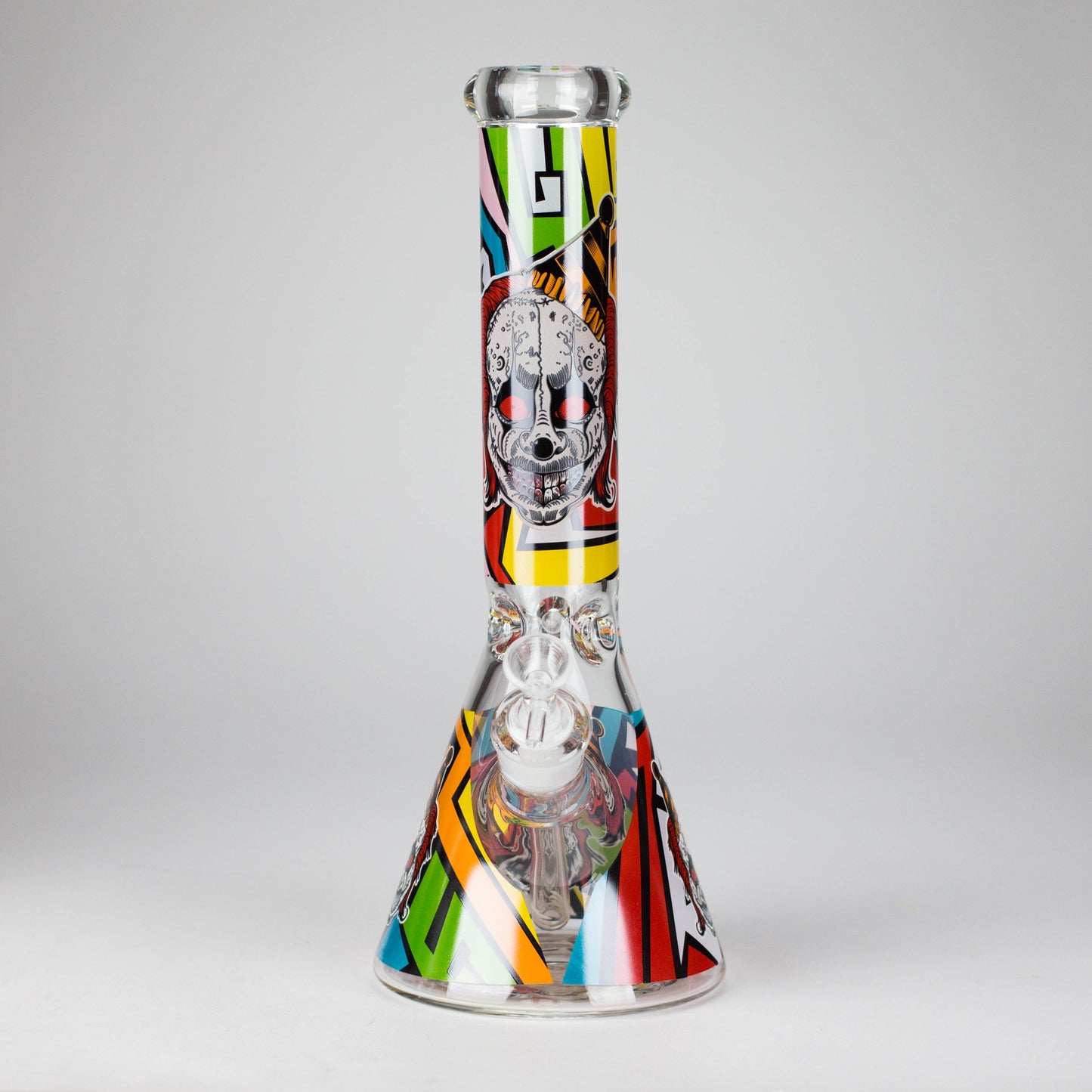 13.5" PsyClown Glass Bong – 7mm Thick Glass, Bold Psychedelic Clown Design