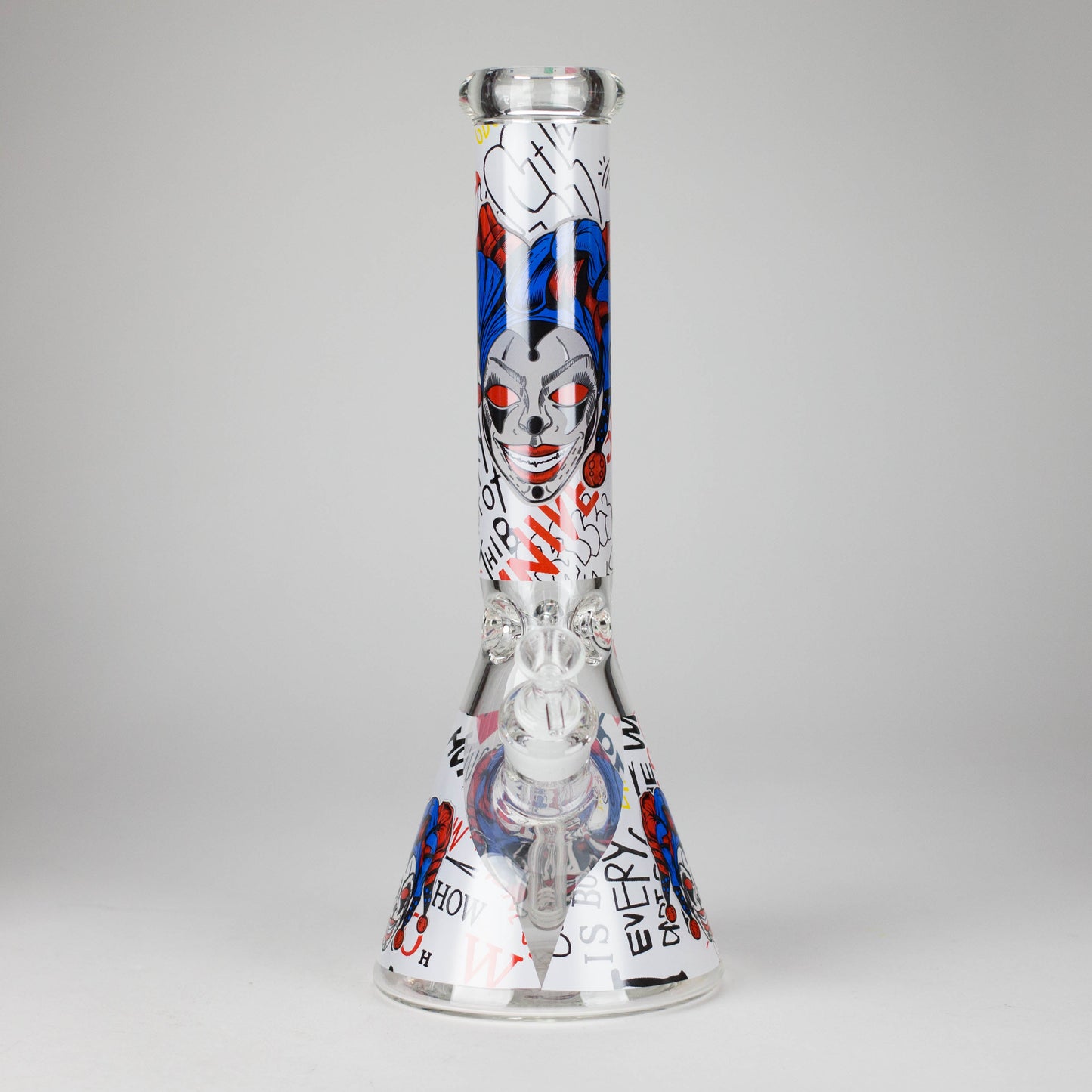 13.5" PsyClown Glass Bong – 7mm Thick Glass, Bold Psychedelic Clown Design