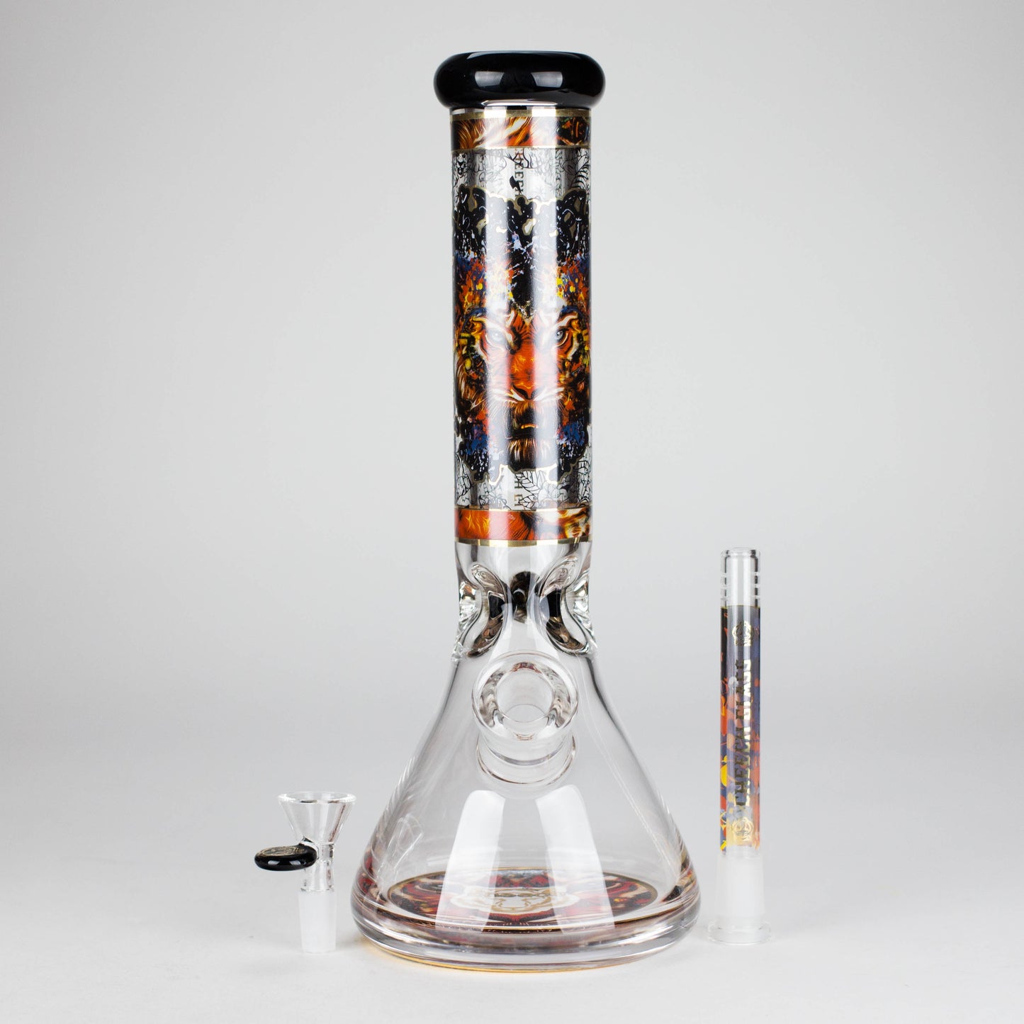 Cheech | 13″ Tiger Decal Beaker Bong – CA-050