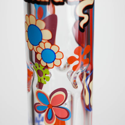 Cheech & Chong® Glass | 15" Tall Clear Power To The Flower Dual Chamber Hex Beaker Base Water Pipe