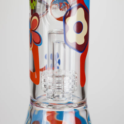 Cheech & Chong® Glass | 15" Tall Clear Power To The Flower Dual Chamber Hex Beaker Base Water Pipe