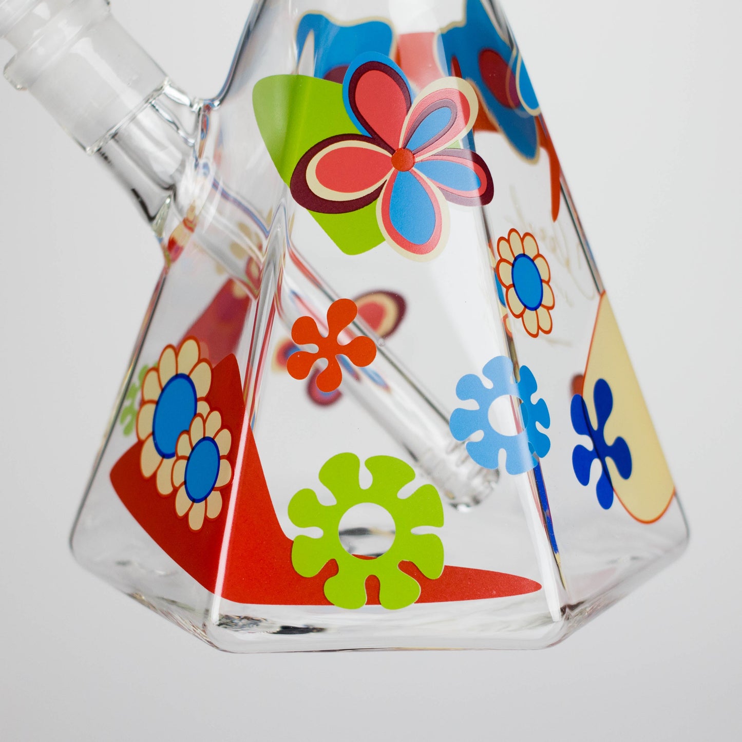 Cheech & Chong® Glass | 15" Tall Clear Power To The Flower Dual Chamber Hex Beaker Base Water Pipe