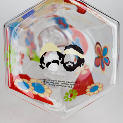 Cheech & Chong® Glass | 15" Tall Clear Power To The Flower Dual Chamber Hex Beaker Base Water Pipe