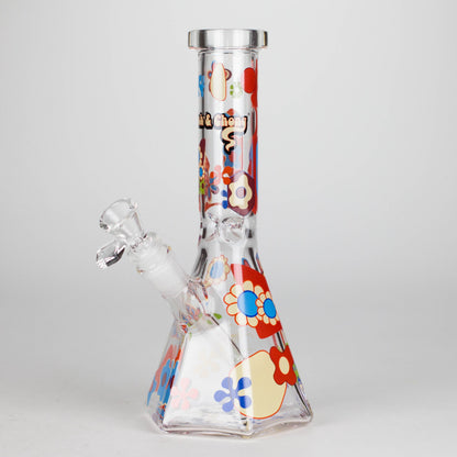 Cheech & Chong® Glass | 10" Tall Clear Power To The Flower Hex Beaker Base Water Pipe