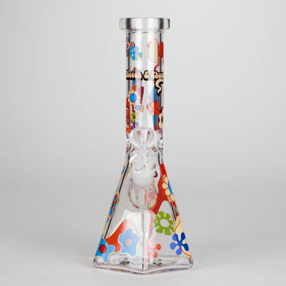 Cheech & Chong® Glass | 10" Tall Clear Power To The Flower Hex Beaker Base Water Pipe