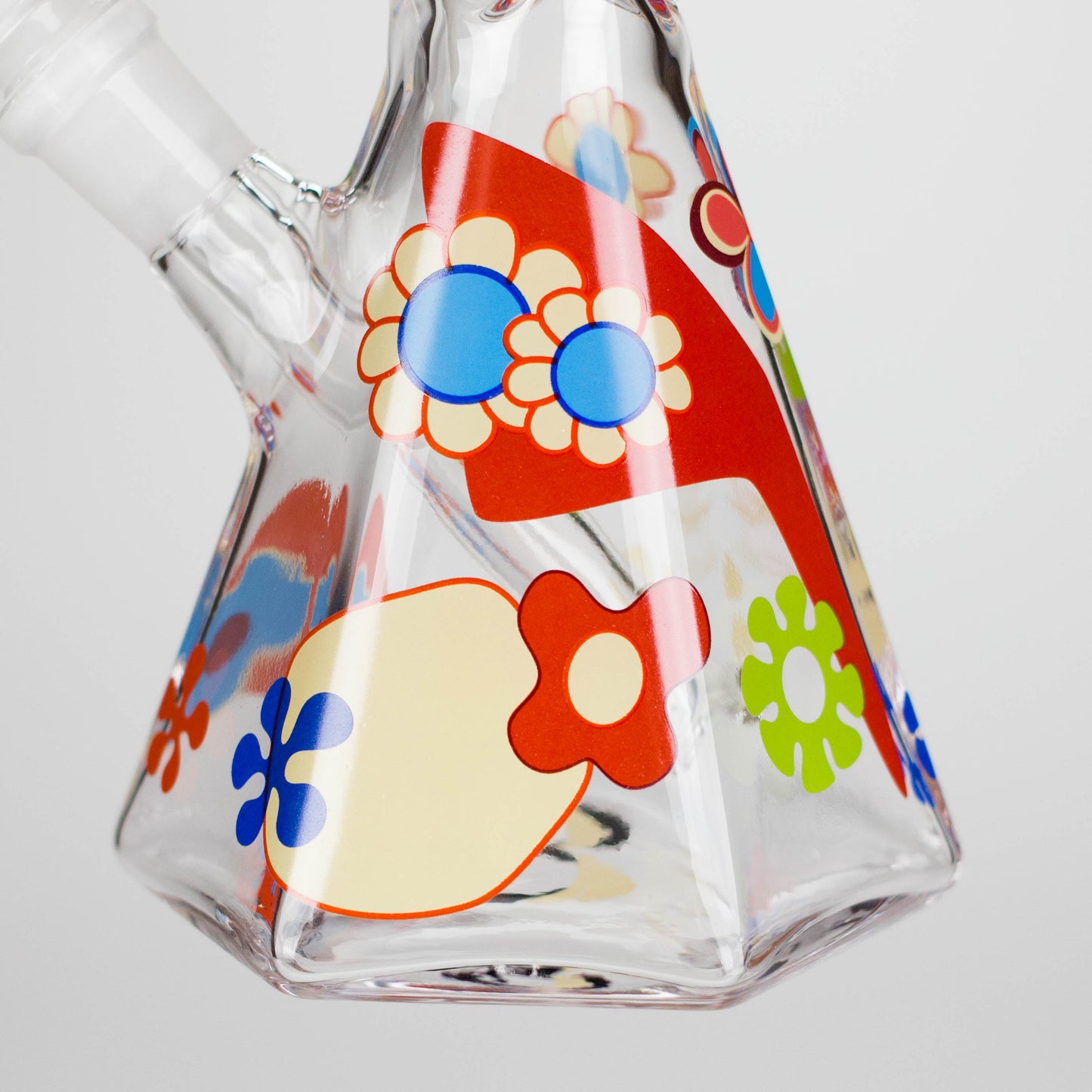 Cheech & Chong® Glass | 10" Tall Clear Power To The Flower Hex Beaker Base Water Pipe