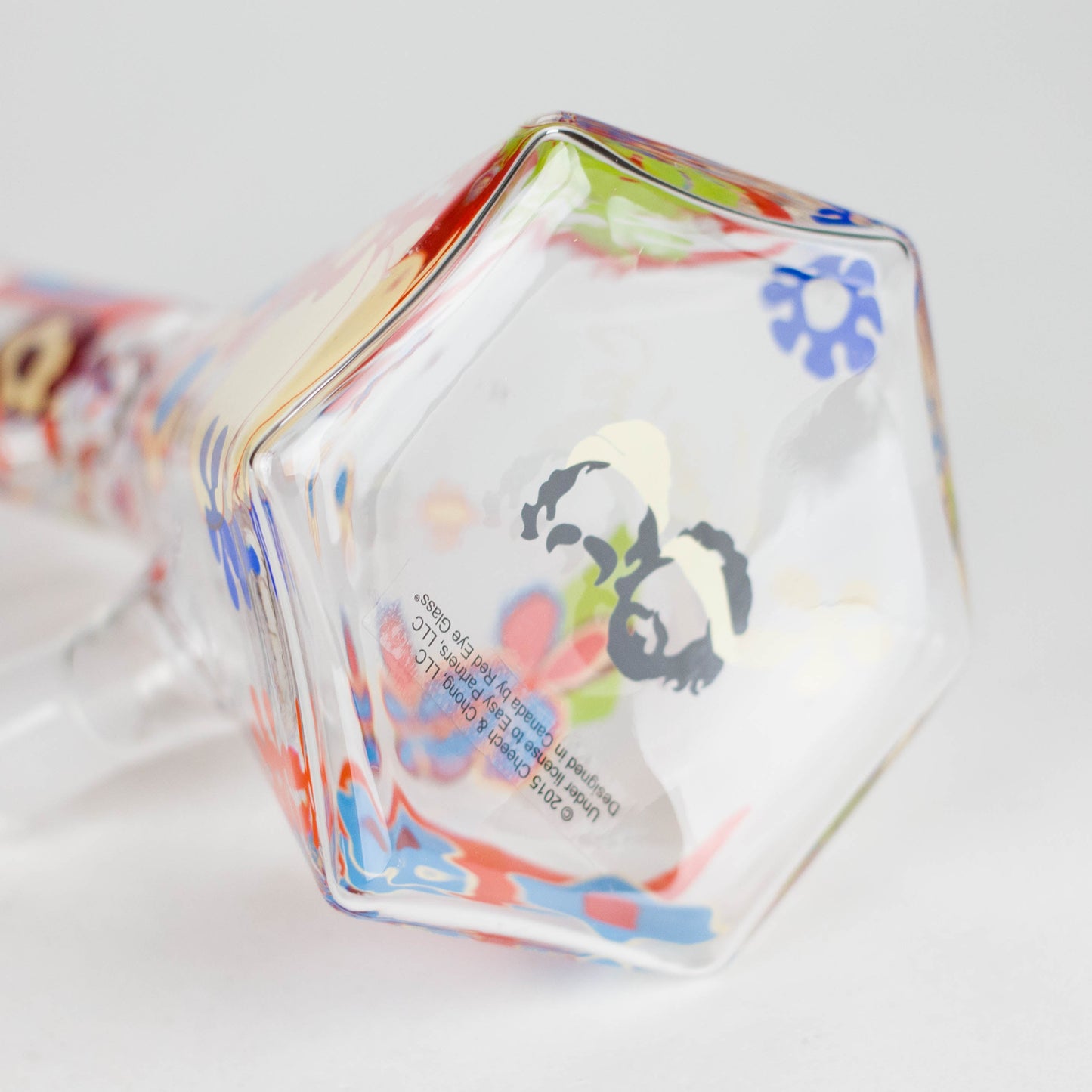 Cheech & Chong® Glass | 10" Tall Clear Power To The Flower Hex Beaker Base Water Pipe